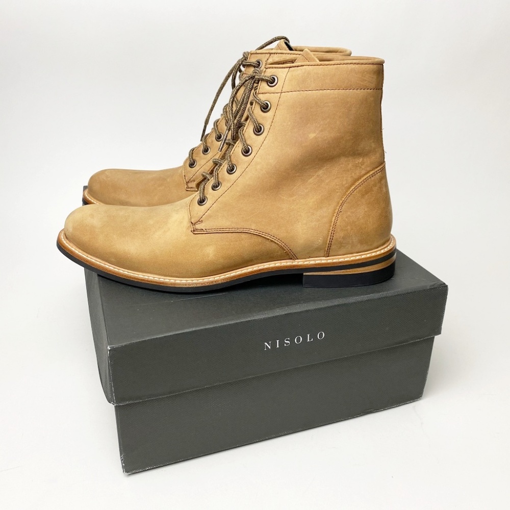 Men's Nisolo All-Weather Andres Boot in Tobacco Brown - Leather Laced